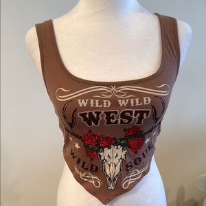 Wild Wild West Brown Cropped Tank Top